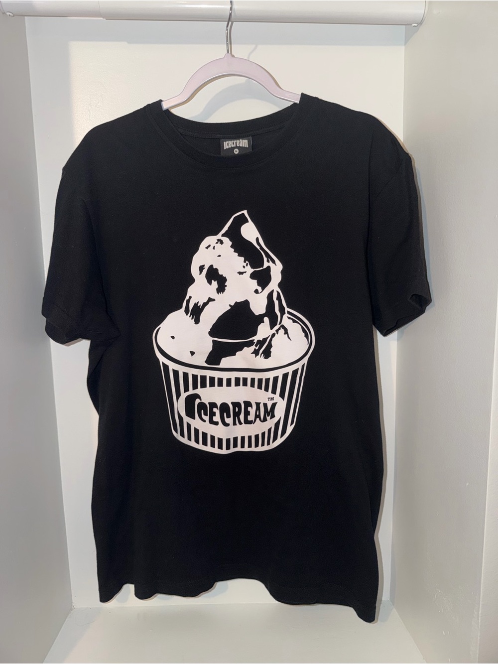 Icecream Black Tee with White Ice Cream Graphic